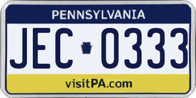 PA license plate JEC0333