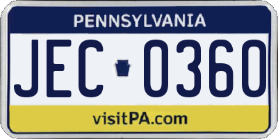 PA license plate JEC0360