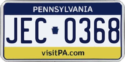 PA license plate JEC0368