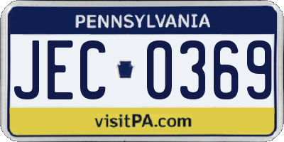 PA license plate JEC0369
