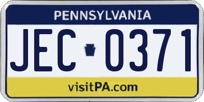 PA license plate JEC0371