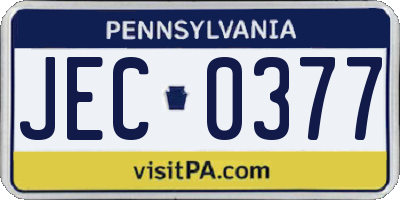 PA license plate JEC0377