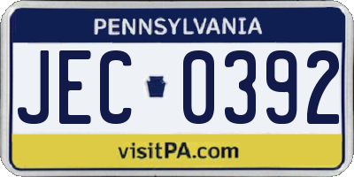 PA license plate JEC0392