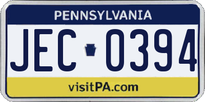 PA license plate JEC0394
