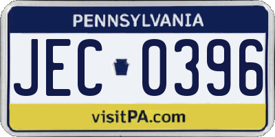 PA license plate JEC0396