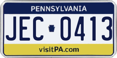 PA license plate JEC0413