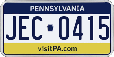 PA license plate JEC0415