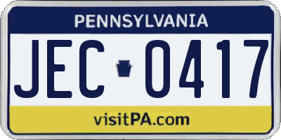 PA license plate JEC0417