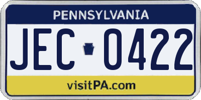 PA license plate JEC0422
