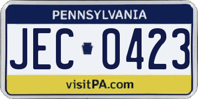 PA license plate JEC0423
