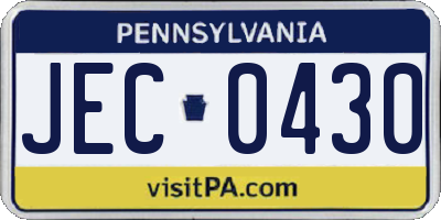 PA license plate JEC0430