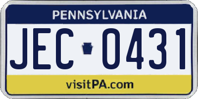 PA license plate JEC0431