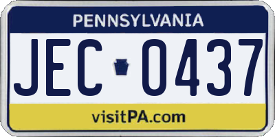 PA license plate JEC0437
