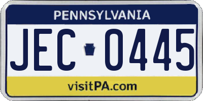 PA license plate JEC0445