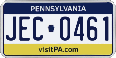 PA license plate JEC0461