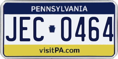 PA license plate JEC0464