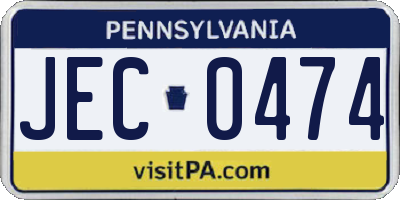 PA license plate JEC0474