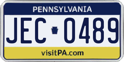 PA license plate JEC0489