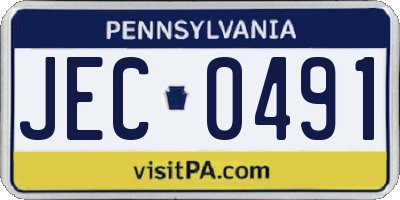 PA license plate JEC0491