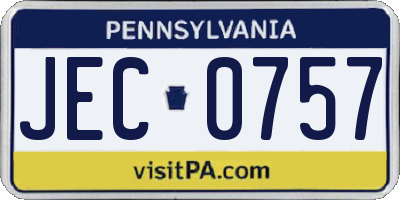 PA license plate JEC0757