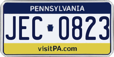 PA license plate JEC0823