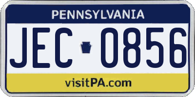 PA license plate JEC0856