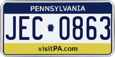 PA license plate JEC0863