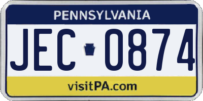 PA license plate JEC0874