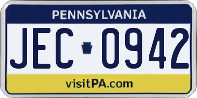 PA license plate JEC0942