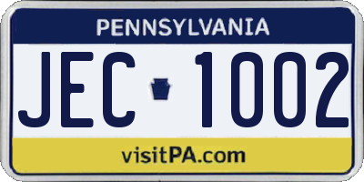 PA license plate JEC1002