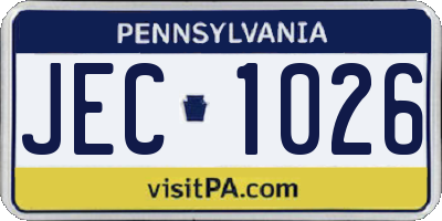 PA license plate JEC1026