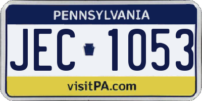 PA license plate JEC1053