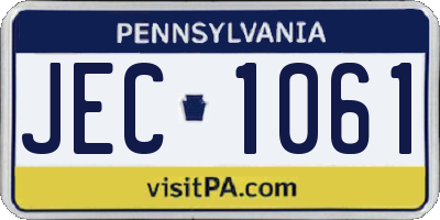 PA license plate JEC1061