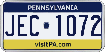 PA license plate JEC1072