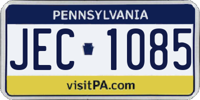 PA license plate JEC1085