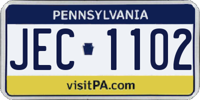PA license plate JEC1102