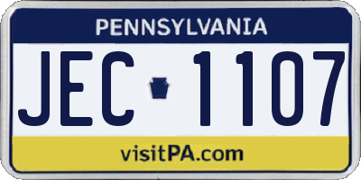 PA license plate JEC1107