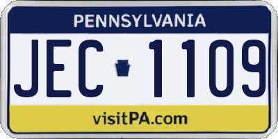 PA license plate JEC1109