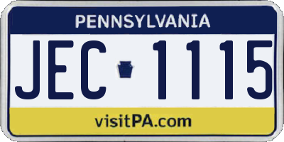 PA license plate JEC1115