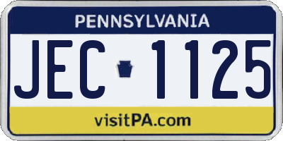 PA license plate JEC1125