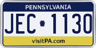 PA license plate JEC1130
