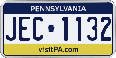 PA license plate JEC1132