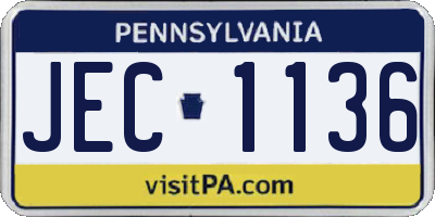 PA license plate JEC1136