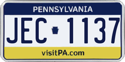PA license plate JEC1137