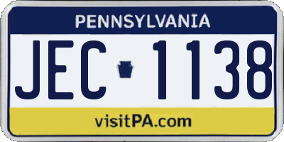 PA license plate JEC1138