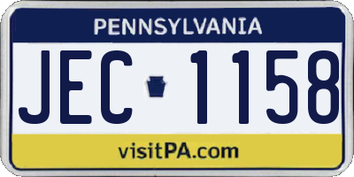 PA license plate JEC1158