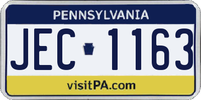 PA license plate JEC1163