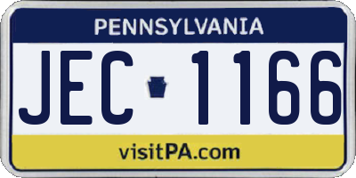 PA license plate JEC1166