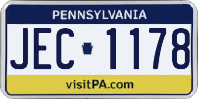 PA license plate JEC1178