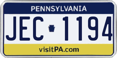 PA license plate JEC1194